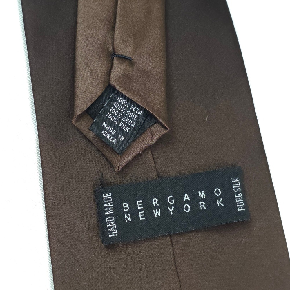 Bergamo New York Silk Necktie Ombre Gradient Black Brown Mens OS Modern Classic